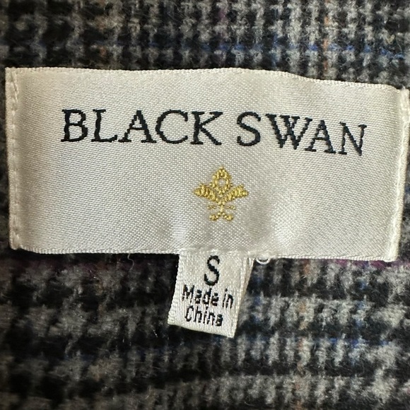 Black Swan Retro 90s Oversized Glen Check Plaid Wool Blazer Size Small Academia - Picture 6 of 8